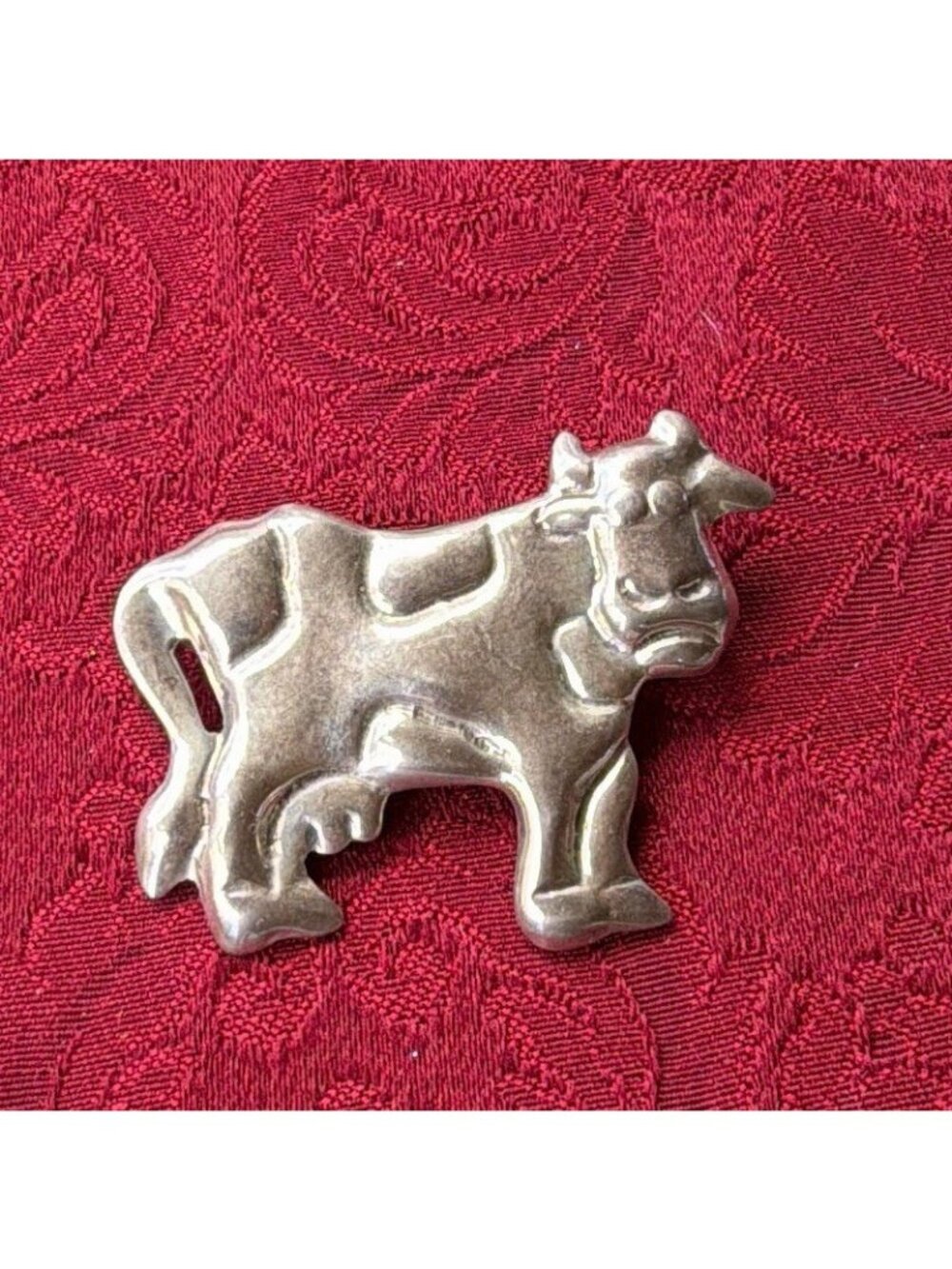 Vintage Mexico 925 Sterling Silver Cow Brooch Pin Taxco TM-104 Farmhouse Western